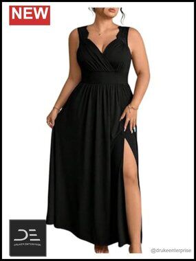 Plus Size Formal Evening Maxi Dress Lace Strap Ruffle Wedding Guest